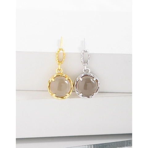 Elegant 925 Sterling Silver Earring Post Crystal Drop Earrings Hammered Geometric Texture White Gold 18K Gold Women Jewelry
