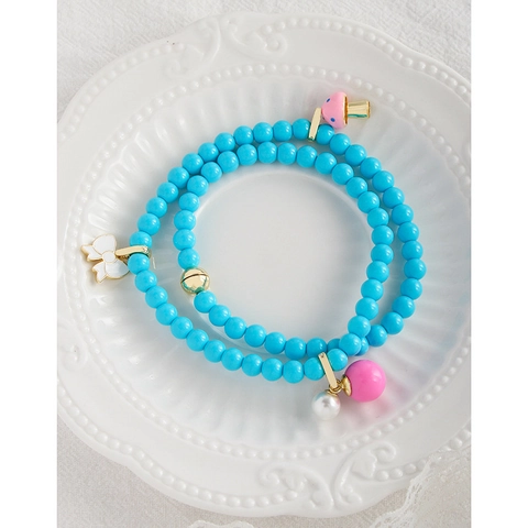 Künstliche Perlenhalskette 925 Sterlingsilber 18K Vergoldet Blaue Künstliche Perlen Schleife Pilz Charms Y2K Dopamin Stil Für Damen