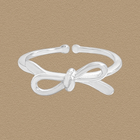 925 Sterlingsilber Schleife Offener Ring Für Damen Minimalistisch Verstellbar Hohl Fingerring INS Stil Eleganter Edelschmuck