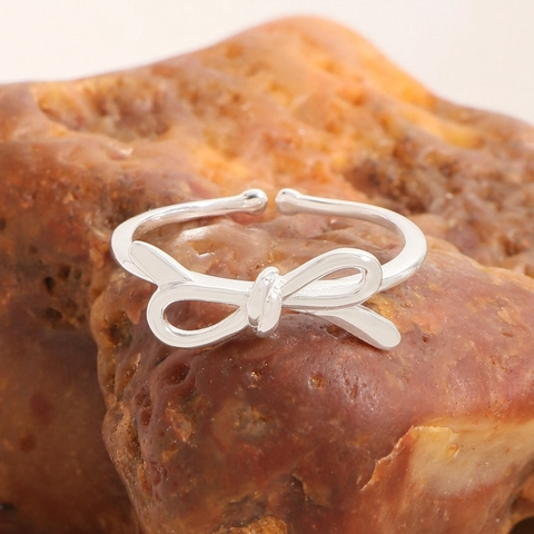 925 Sterlingsilber Schleife Offener Ring Für Damen Minimalistisch Verstellbar Hohl Fingerring INS Stil Eleganter Edelschmuck