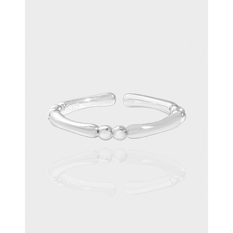 925 Sterlingsilber Minimalistischer Verstellbarer Ring Für Damen Koreanischer Ins Stil Geometrischer Bambus Rundkugel Ring Schmuck Geschenk