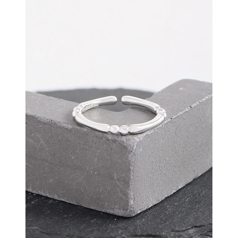 925 Sterlingsilber Minimalistischer Verstellbarer Ring Für Damen Koreanischer Ins Stil Geometrischer Bambus Rundkugel Ring Schmuck Geschenk