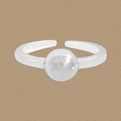 925 Sterling Silver Minimalist Ball Open Ring Adjustable Geometric Bead Finger Ring For Women Korean Style Fashion Jewelry