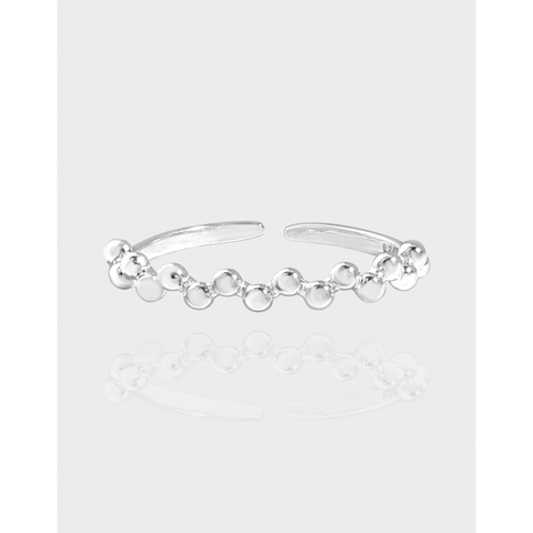S925 Sterlingsilber Perlenwelle Offener Ring Für Damen Koreanischer Leichter Luxus Geometrischer Ball Einstellbarer Ring Schmuck