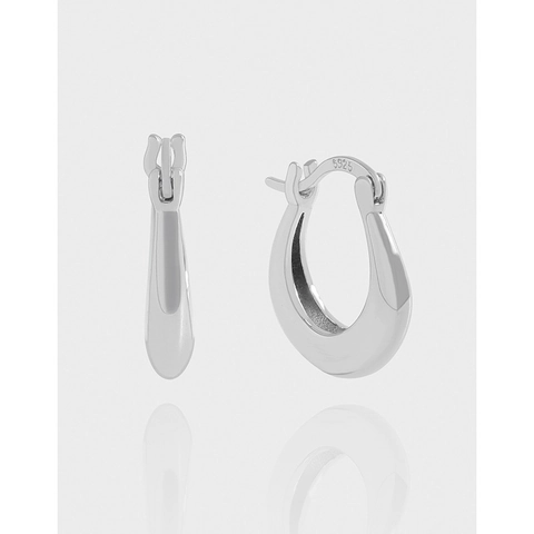 S925 Sterling Silver U Shaped Hoop Earrings For Women Minimalist Irregular Geometric Loop Earrings Niche Design Daily Jewelry Gift
