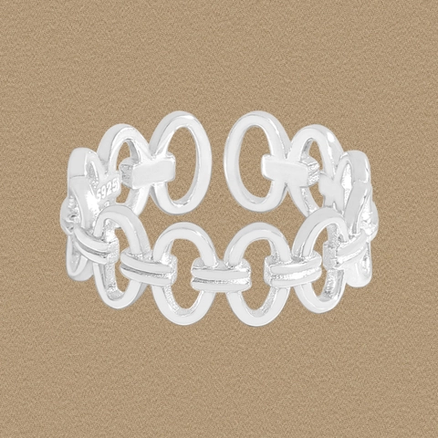 S925 Sterling Silver Interlocking Circle Open Ring For Women Minimalist Niche Design Adjustable Fashion Finger Ring Jewelry