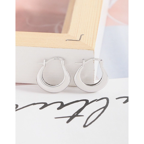 S925 Sterling Silver U Shaped Hoop Earrings For Women Minimalist Irregular Geometric Loop Earrings Niche Design Daily Jewelry Gift