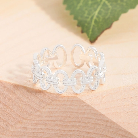 S925 Sterling Silver Interlocking Circle Open Ring For Women Minimalist Niche Design Adjustable Fashion Finger Ring Jewelry