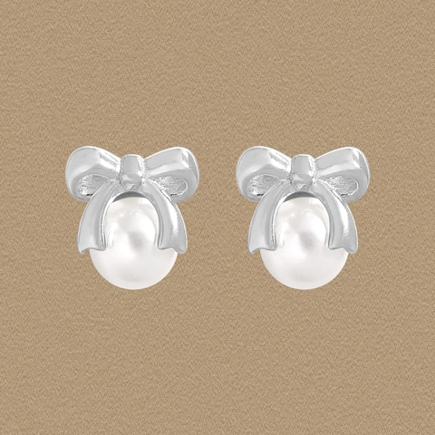 925 Sterlingsilber Schleife Künstliche Perle Ohrstecker Für Damen Minimalistisches Design Elegantes Schmuck Geschenk Accessoire