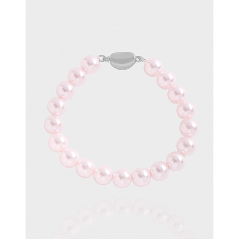 925 Sterling Zilveren Roze Kunstparel Armband Voor Dames Minimalistische Koreaanse INS Stijl Luxe Mode Sieraden Cadeau
