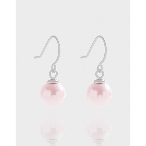 Boucles d'Oreilles Pendantes en Argent Sterling 925 Perle Rose pour Femme Style Coréen Perle Artificielle Rose Bijoux Doux