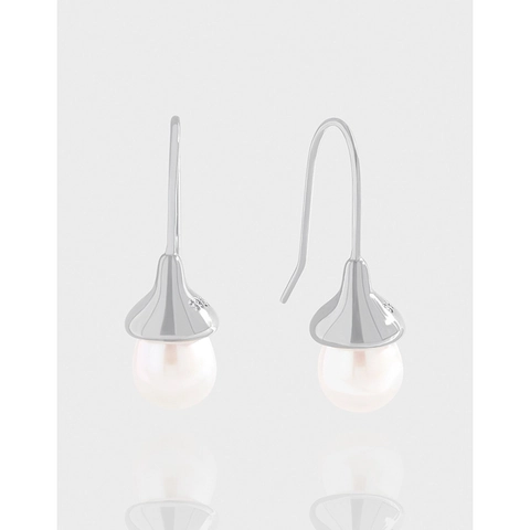 S925 Sterling Silver Natural Pearl Drop Earrings For Women Korean INS Niche Design Light Luxury Acorn Pendant Jewelry Gift