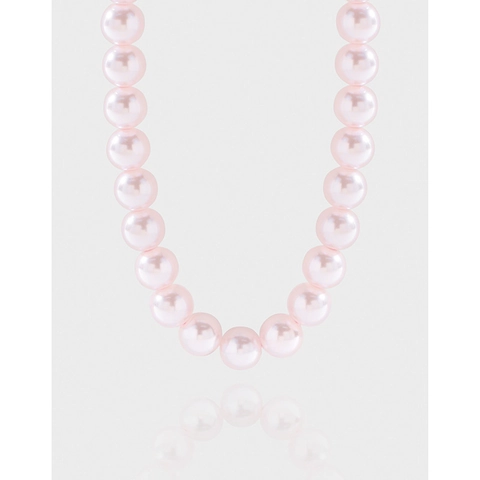 Elegant 925 Sterling Silver Artificial Pearl Necklace For Women Cherry Blossom Pink Fashion Clavicle Chain Jewelry Gift