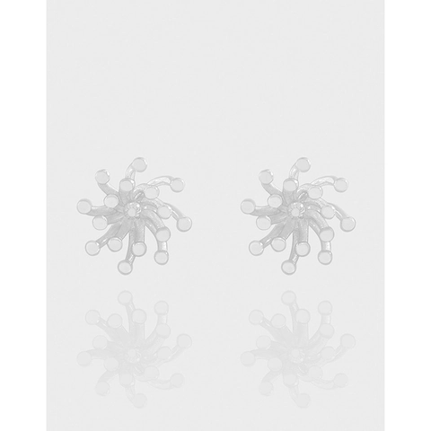 925 Argento Sterling Fuochi d'Artificio Orecchini a Bottone Donna Minimalisti Coreani Strass Scintillanti Gioielli Eleganti