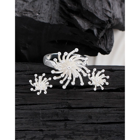 925 Argento Sterling Fuochi d'Artificio Orecchini a Bottone Donna Minimalisti Coreani Strass Scintillanti Gioielli Eleganti