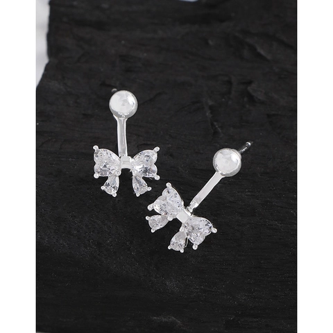925 Sterlingsilber Schleife Ohrstecker Für Damen Elegant Zirkonia Eingelegt Schleife Ohrringe Leicht Mode Schmuck Geschenk