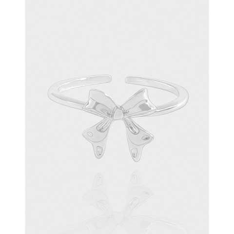 S925 Sterling Silber Schleife Offener Ring Für Damen Minimalistisch Einstellbar Band Schleife Fingerring Koreanischer Ins Stil Schmuck