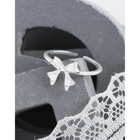 S925 Sterling Silber Schleife Offener Ring Für Damen Minimalistisch Einstellbar Band Schleife Fingerring Koreanischer Ins Stil Schmuck