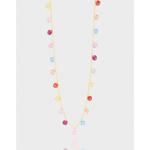925 Sterlingsilber Bunter Runder Zirkonia Halskette Für Damen Verstellbar Gold Silber Galvanisiert Zierlicher Schmuck Geschenk