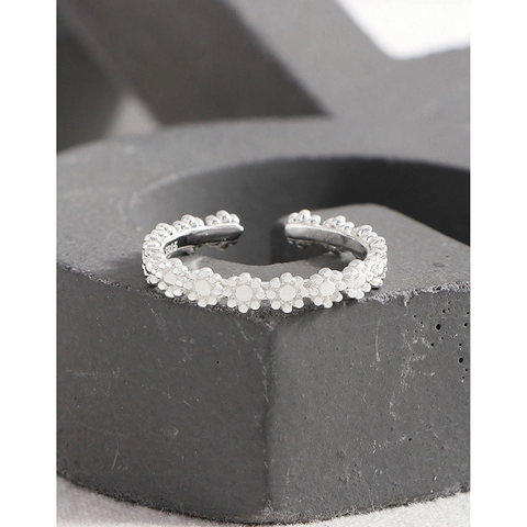 S925 Sterling Silver Daisy Flower Open Ring For Women Minimalist Adjustable Romantic Floral Finger Ring Fashion Jewelry