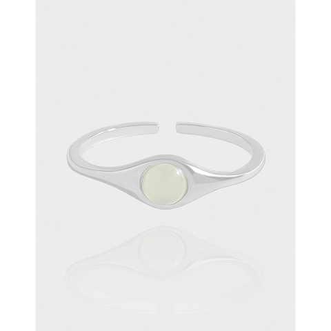925 Sterling Silver Grape Green Rhinestone Open Ring For Women Minimalist Adjustable Geometric Finger Ring Light Luxury Jewelry Gift