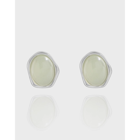 Pendientes de Botón Coreanos Minimalistas Cristal Verde Poste Plata de Ley 925 Geométricos Pequeños Pendientes Joyería para Mujer