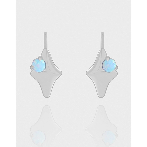 Orecchini a Bottone a Stella in Argento Sterling 925 Minimalisti Geometrici con Opale Sintetico Blu per Donna Gioielli alla Moda Stile Coreano