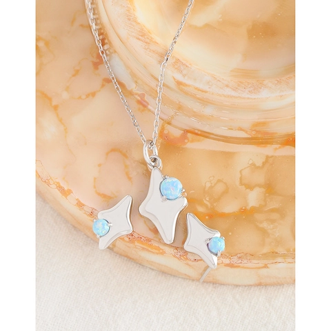 Orecchini a Bottone a Stella in Argento Sterling 925 Minimalisti Geometrici con Opale Sintetico Blu per Donna Gioielli alla Moda Stile Coreano