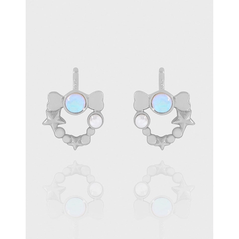 S925 Sterlingsilber Stern Schleife Ohrstecker Schillernde Strass Künstliche Perle Leichter Luxus Niche Design Schmuck Für Damen