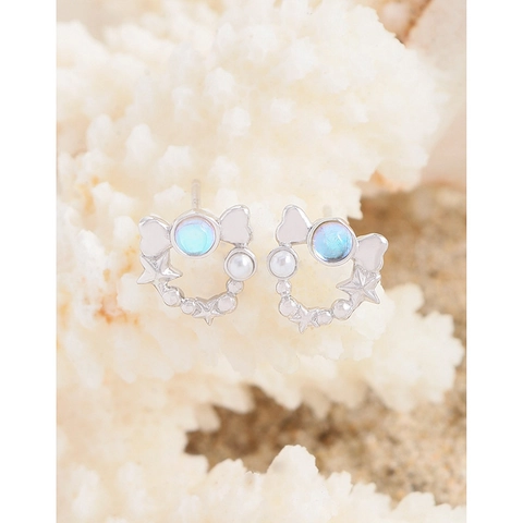 S925 Sterlingsilber Stern Schleife Ohrstecker Schillernde Strass Künstliche Perle Leichter Luxus Niche Design Schmuck Für Damen