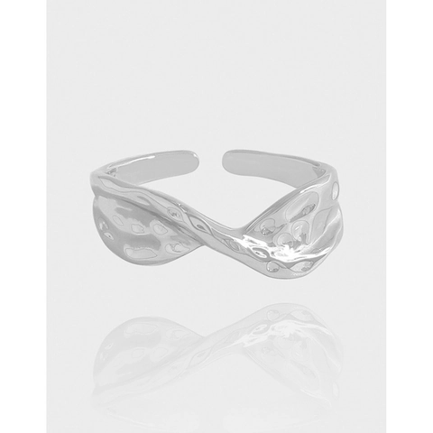 S925 Sterlingsilber Unregelmäßiger Wellentextur Ring Für Damen Minimalistisch Koreanischer Stil Verstellbarer Fingerring Schmuck