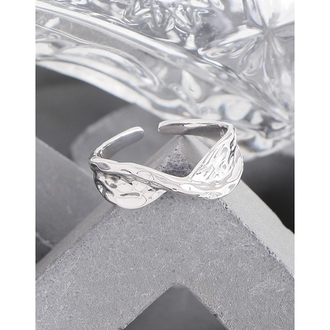 S925 Sterlingsilber Unregelmäßiger Wellentextur Ring Für Damen Minimalistisch Koreanischer Stil Verstellbarer Fingerring Schmuck