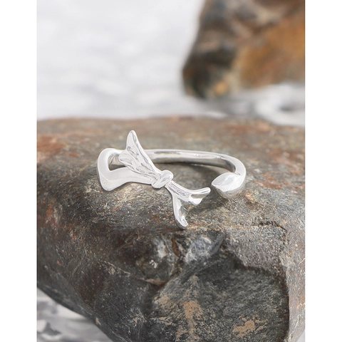 925 Sterling Silver Irregular Bowknot Open Ring For Women Minimalist Ribbon Adjustable Finger Ring Fashion Jewelry Accessory Gift
