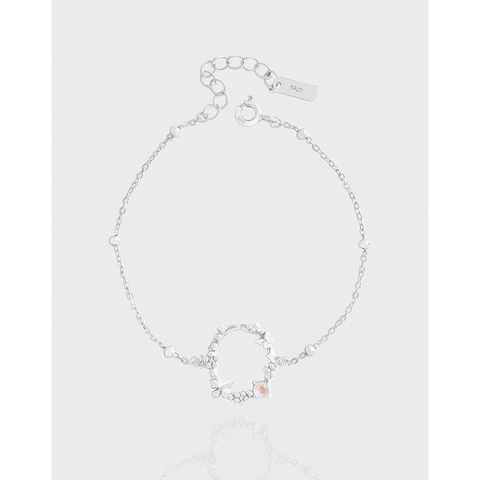 S925 Sterling Zilveren Maansteen Armband voor Dames Koreaanse Stijl Minimalistisch Vlinder Bloem Verstelbare Ketting Mode Sieraden Cadeau