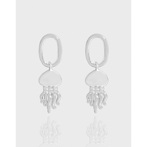 925 Sterlingsilber Qualle Ohrstecker Für Damen Minimalistische Ozean Meerestier Polierte Silber Hängeohrringe Schmuck Geschenk