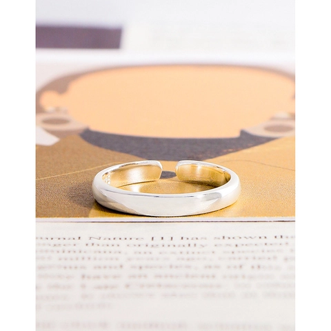 Minimalistisch 925 Sterlingsilber Rundbogen Glatte Oberfläche Offener Ring Verstellbar Mode Schmuck Für Damen INS Stil Geschenk