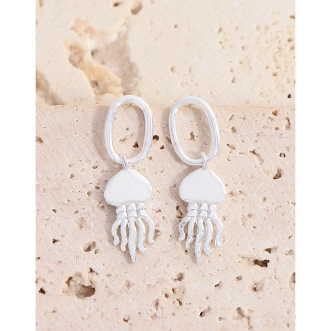 925 Sterlingsilber Qualle Ohrstecker Für Damen Minimalistische Ozean Meerestier Polierte Silber Hängeohrringe Schmuck Geschenk