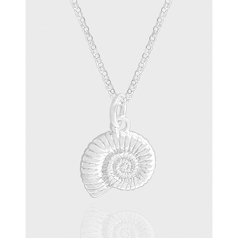 925 Sterling Silver Snail Shell Pendant Necklace For Women Minimalist Korean Style Ammonite Spiral Texture Chain Jewelry