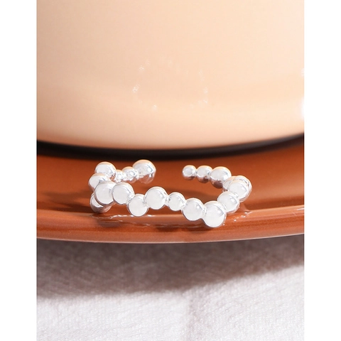 925 Sterlingsilber Unregelmäßige Perlenwelle Ring Für Damen Minimalistisch Verstellbar Offener Fingerring Nische Luxus Bubbles
