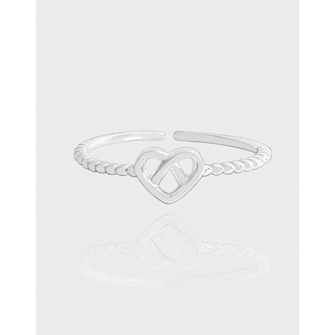 925 Sterlingsilber Herz Offen Ring Für Damen Perlenstruktur Hohl Herzform Verstellbar Minimalistisch Silber Ring Schmuck Geschenk