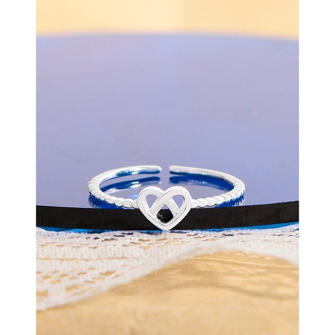 925 Sterlingsilber Herz Offen Ring Für Damen Perlenstruktur Hohl Herzform Verstellbar Minimalistisch Silber Ring Schmuck Geschenk