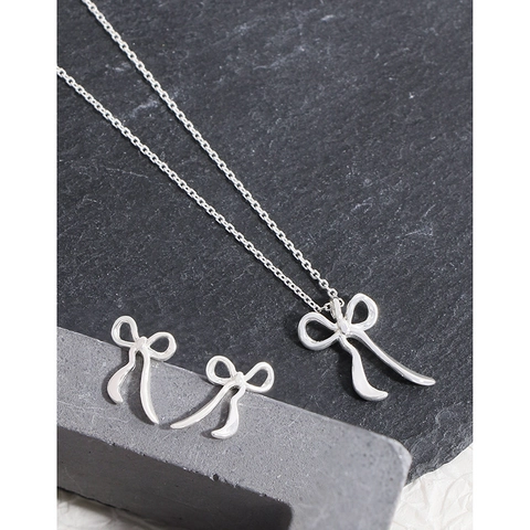 Orecchini a Bottone con Fiocco in Argento Sterling 925 per Donna Design a Nastro Irregolare Stile ins Minimalista Gioielli di Lusso Leggeri Regalo
