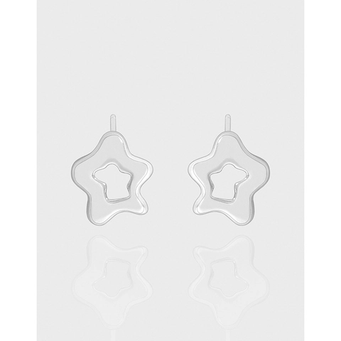 925 Sterling Silver Irregular Hollow Star Stud Earrings Minimalist Geometric Starburst Earrings For Women Jewelry Gift