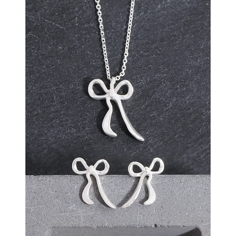 Collana con Pendente a Fiocco in Argento Sterling 925 per Donna Catena della Clavicola Argento Stile Coreano Minimalista Gioielli Regalo