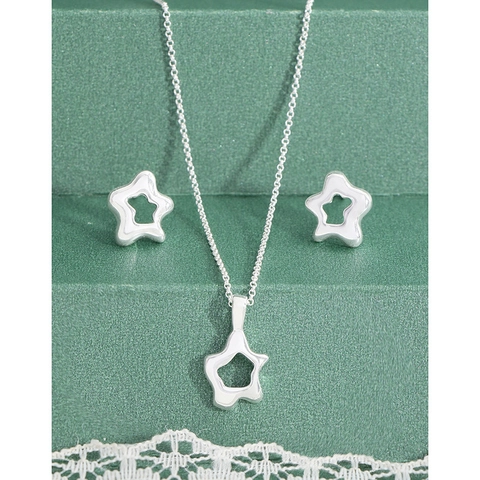 925 Sterling Silver Irregular Hollow Star Pendant Necklace For Women Korean Minimalist Lava Texture Clavicle Chain Jewelry