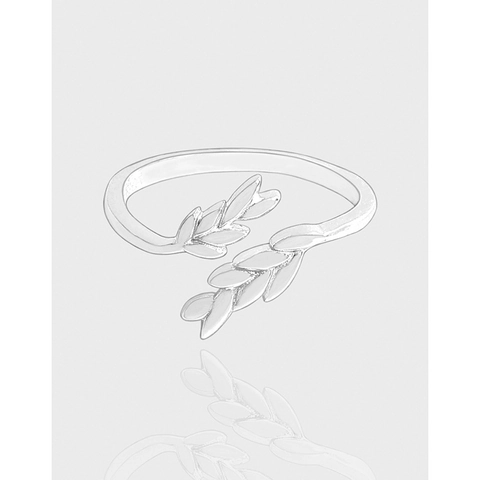 S925 Sterling Silber Weizenähre Blatt Offener Ring Für Damen Minimalistischer Koreanischer Stil Leichter Luxus Verstellbarer Modeschmuck