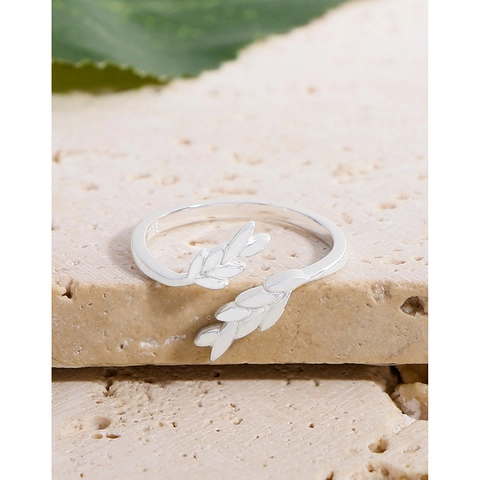 S925 Sterling Silber Weizenähre Blatt Offener Ring Für Damen Minimalistischer Koreanischer Stil Leichter Luxus Verstellbarer Modeschmuck