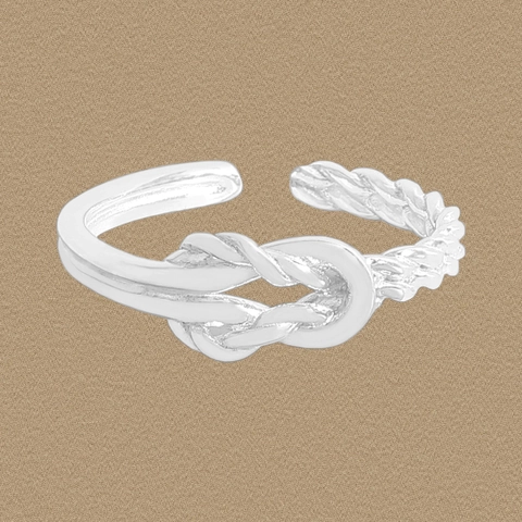 925 Sterling Silver Twisted Knot Adjustable Ring For Women Minimalist Braided Rope Finger Jewelry Vintage Silver Ring