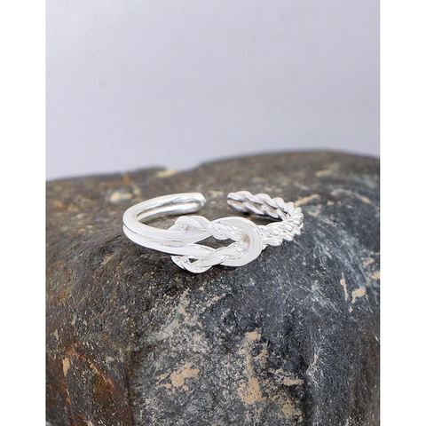 925 Sterling Silver Twisted Knot Adjustable Ring For Women Minimalist Braided Rope Finger Jewelry Vintage Silver Ring
