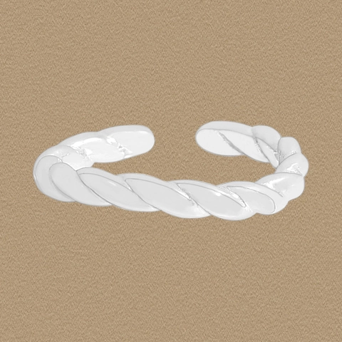S925 Sterling Silver Twisted Rope Open Ring For Women Minimalist Adjustable Plain Band Finger Ring Korean Style Jewelry